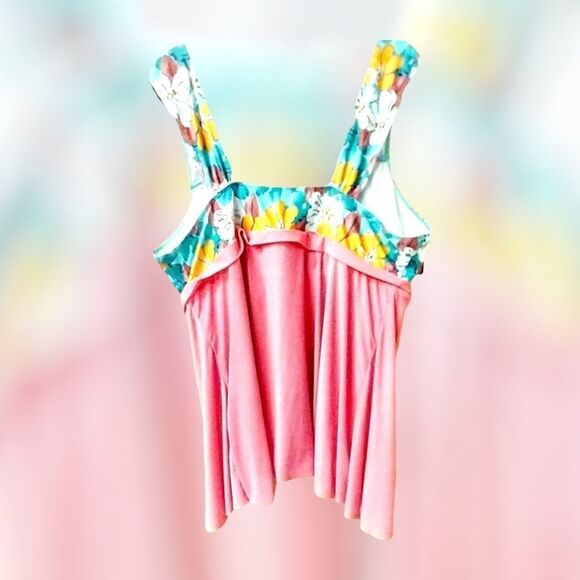 🌹 PRICE FIRM! ROSEGAL Plus Size Plunge Overlay Tropical One Piece Swimsuit. - Picture 7 of 12